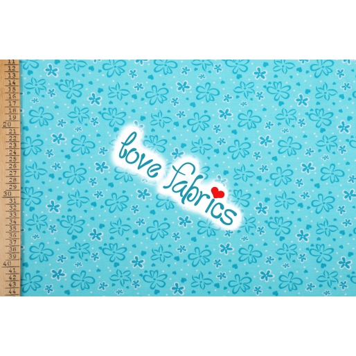 Blossoms & hearts turquoise